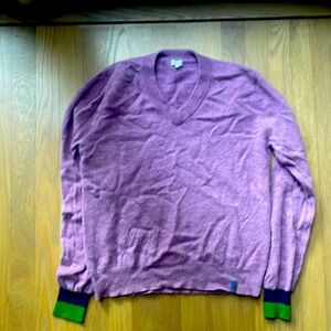 vneck sweater purple with details on sleeve